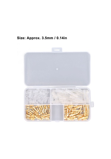 Ranyeek 3.5mm Altın Kaplı Motosiklet Konnektör Seti 120 Parça: Erkek-bayan Bağlantı Uçları, Isıl Dayanıklı İzolasyon Kapağı Ve Depolama Kutusu