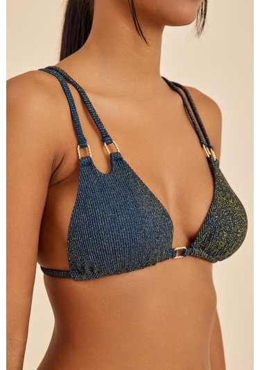 Maldives Lacivert Dolgusuz Üçgen Bikini Üst Lacivert