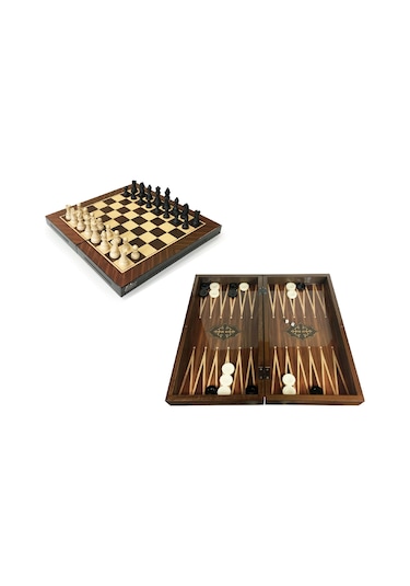 Star Antik Ceviz Tavla Ve Satranç Takımı