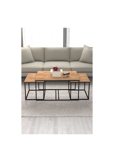 Orta Sehpa Ve Zigon Yan Sehpa Flora Set Atlantik Çam Atlantik Çam