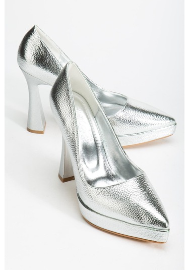 Suins Valen Kadın Platform Topuklu Stiletto Ayakkabı Gümüş