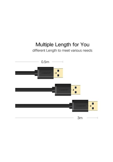 Ebitda Ugreen 3m Usb 3.0 Erkek Uzatma Kablosu, Hızlı Veri Senkronizasyonu, Dayanıklı Altın Kaplama, Süper Hızlı İletim
