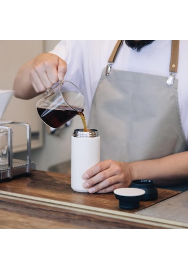 Paslanmaz Çelik Bardak Mug Termos 350 Ml Çift Katmanlı, Sızdırmaz Kapaklı Krem