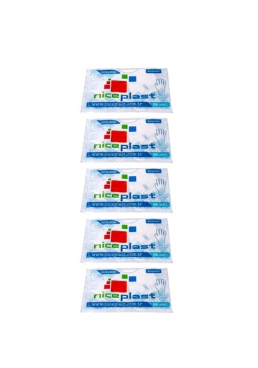 Niceplast 100'lü Pe Şeffaf Eldiven 5 Paket Büyük Boy