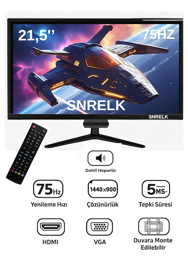 Snrelk 21,5" Sesli Dahili Hoparlör 12v Kumandalı Geniş Ekran 75