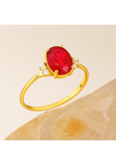 14 Ayar Altın Yakut Taşlı Nişan Yüzüğü