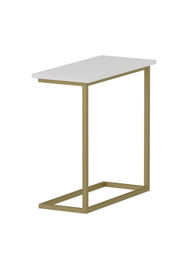 Narin Yan Sehpa, Metal Ayaklı Yan Sehpa, Ev-ofis - Beyaz/gold Beyaz/gold