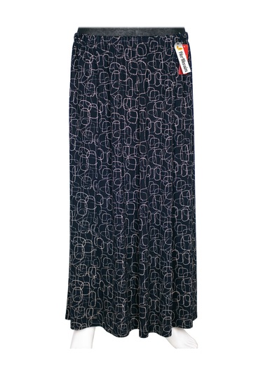 Hesna Kadın Betül 8 Parça Lastikli Astarsız Siyah Etek Desen 14 Siyah