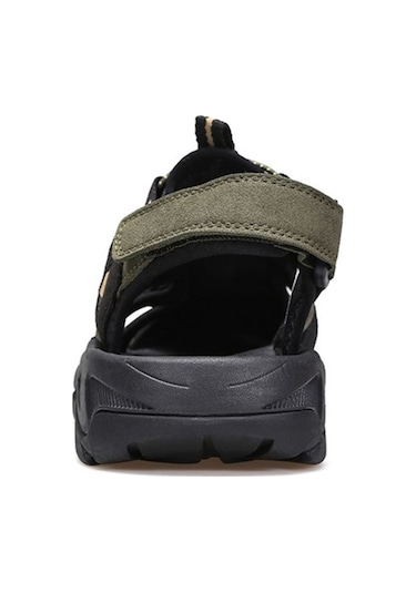Burnu Kapalı Siyah Haki Erkek Outdoor Trekking Spor Sandalet Siyah