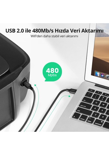 Ugreen Usb-a - Usb-b Yazıcı Tarayıcı Kablosu 2 Metre, Siyah, 20847
