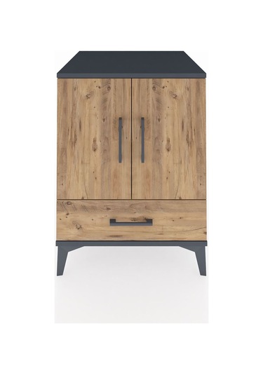 Kronos Komodin 2 Raflı Tek Çekmeceli 2 Kapaklı 60x59x80 Antra... Antrasit