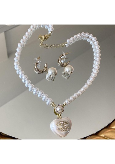 Kalp İncili Princess Gold Çelik Set Çok renkli