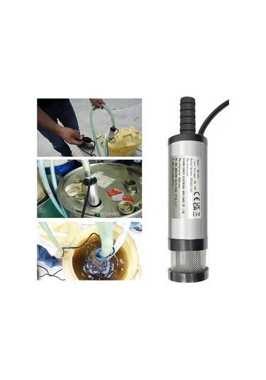 Honeybeeshop 1 Adet Dc 12v Daldırılabilir Elektrikli Pompası Yağ Pompası Dizel Ve Su İçin Uygun Filtreli Alüminyum Alaşımlı Kasa Simli