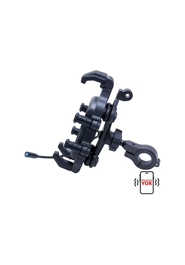 Caretech Ct-m11 Telefon Tutucu Titreşim Önleyicili Motosiklet Gidon Ayna Montajlı Type-c Hızlı Şarj Siyah