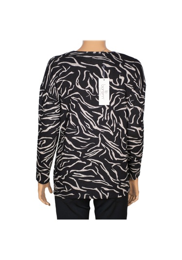 Barem Kadın Lina Büyük Beden Kışlık V Yaka Yumoş Siyah Bluz D07 Siyah