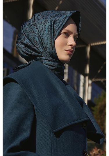 Poanes Etnik Desenli Twill İpek Eşarp Açık Pembe - Pembe