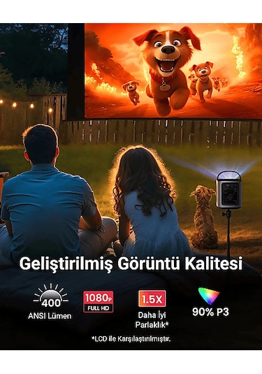 Anker Nebula Mars 3 Air Akıllı Taşınabilir Wifi Kablosuz Projeksiyon Cihazı Siyah