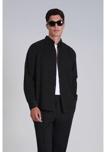 Lufian Water Erkek Basic Gömlek Slim Fit Antrasit Antrasit 112010664100110 Antrasit