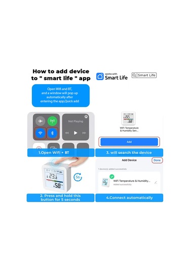 Ruicoo Akıllı Wifi Termometre Higrometre - Gerçek Zamanlı Sıcaklık Ve Nem Ölçer, Lcd Ekranlı, Kablosuz İzleme, Ev Ve Sera Kullanımı İçin
