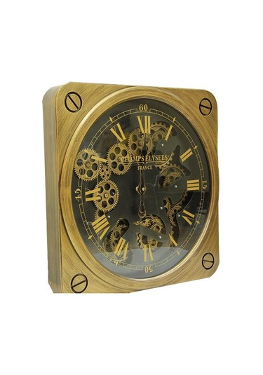 Kenpazar Saat Çarklı Kare Roma Rakamlı Duvar Saati Dekoratif Hediyelik çok Renkli