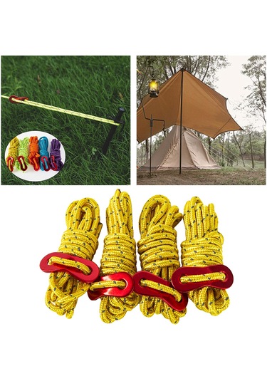 Suntek 4 Adet 6.65ft Gezi Yansıtıcı Naylon Kordon Çadır Sarı