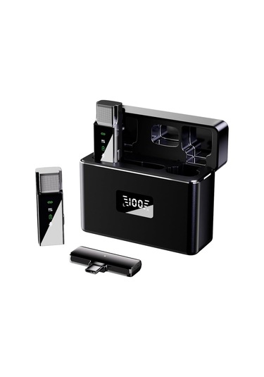 Lcd Ekranlı Kablosuz Yaka Mikrofonu Şarj Kutusu Taşınabilir