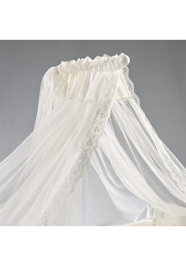 Meltem Kids Mia Anne Yanı Ahşap Sallanır Beşik 60 x 120 CM (Beyaz - Ekru) Beyaz