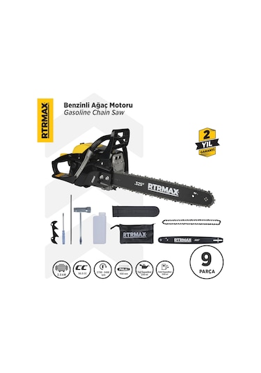 Rtrmax RTM960 Benzinli Ağaç Kesme Motoru 3 Hp 57 Cc 45 cm Pala