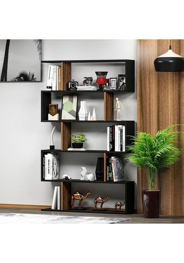 Core Kitaplık - Siyah / Ceviz