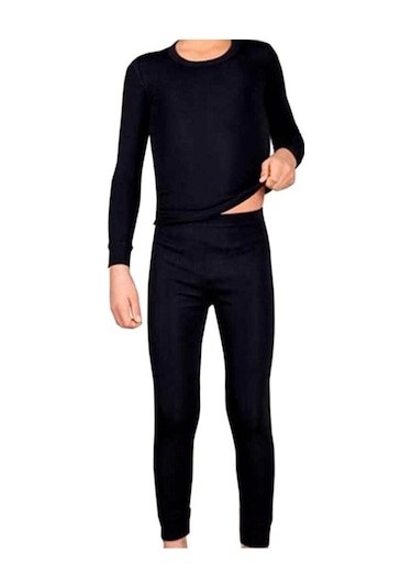 Kota Erkek Çocuk Termal Takımı Alt Üst İçlik Kışlık Fanila Tayt - Siyah