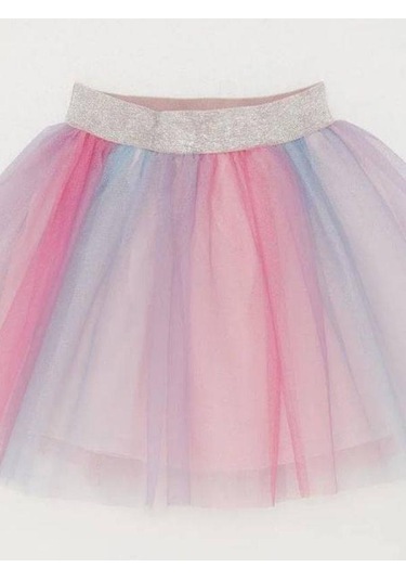 Kız Çocuk Beli Lastikli Siyah Tütü Etek-15346 Çok Renkli