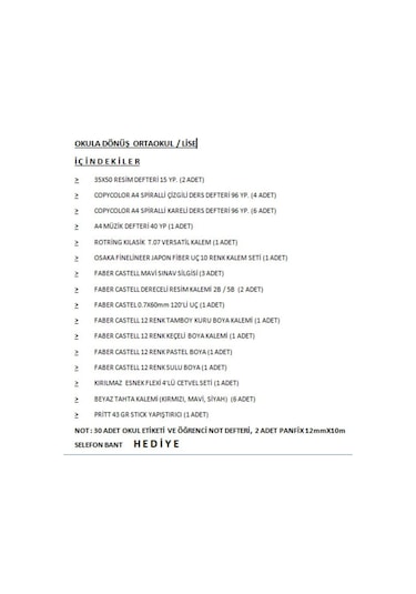 Okula Dönüş Ilkokul 2. Sınıf, 3. Sınıf, 4. Sınıf Kırtasiye Seti Çantasız Ful Set Yok Yok 36 Parça