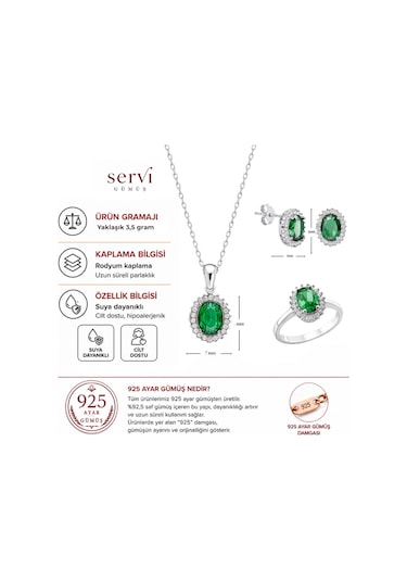 Servi 925 Ayar Gümüş Oval Anturaj Set-76
