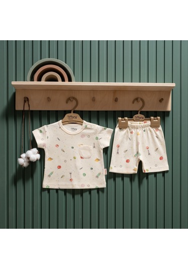 Tiffany Baby Organic Space Theme Şortlu Takım 44104 Ekru
