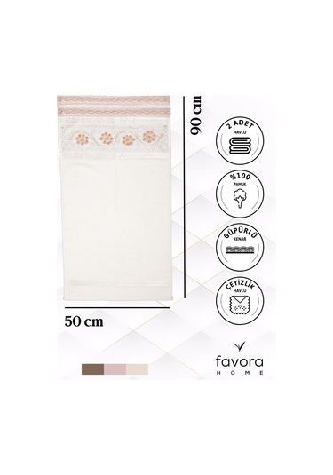 %100 Pamuk Güpürlü Çeyizlik 2'li Havlu 50x90 - Pudra Pudra