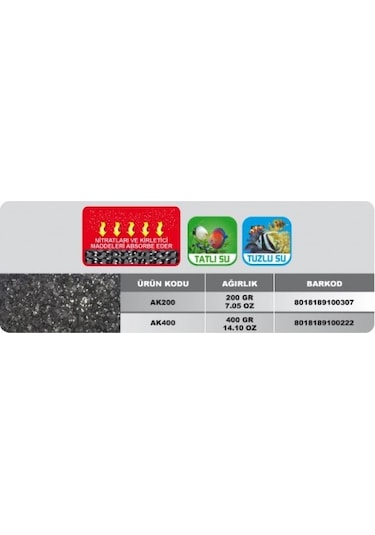 Prodac Aktivekohle Plus 400 G Karbo Ve Reçine Birleşimi Plus Filtre