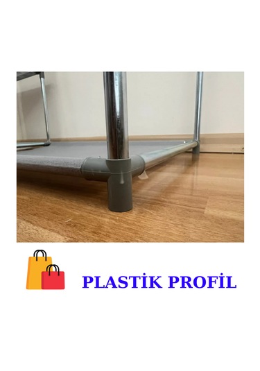 Beyazpazar Bez Dolap Plastik Profil Fermuarlı Yeni Gardırop Gri