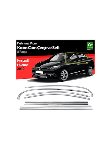 S-Dizayn  Renault Fluence Krom Cam Çerçeve Seti 8 Prç 2010 Üzeri