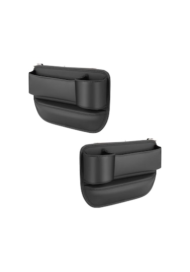 Polham 2 Adet Set Deri Araç İçi Ön Koltuk Yanı Organizer, Telefon, Cüzdan, Bardak Tutucu Düzenleyici Organizer