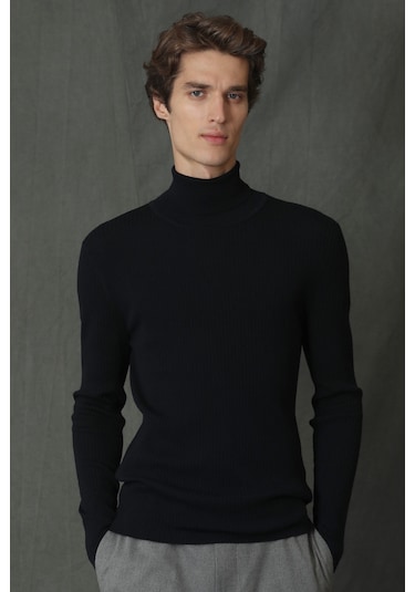 Lufian Grant Tam Balıkçı Erkek Kazak Lacivert 112090103100200 Lacivert