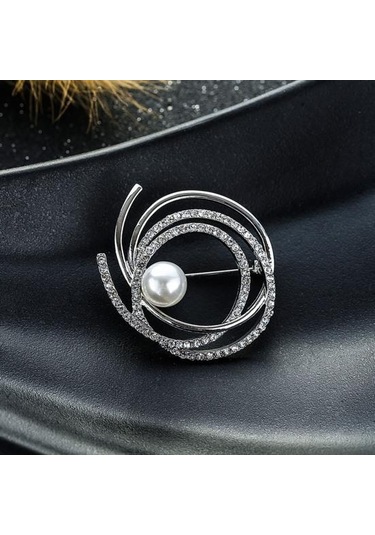 Gümüş Kadın Broş Pin Sahte İnci Taklidi Zarif Kazak Şal Atkılar Klip Göğüs Pin Charm Elbise Dekorasyon Giyim Süsleme Düğün Parti Takı Gümüş