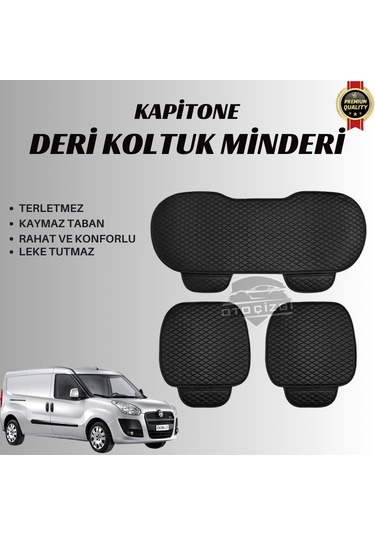 Fiat Doblo Uyumlu Deri Kapitone Koltuk Minderi Koruma Kılıfı 3 Lü Set