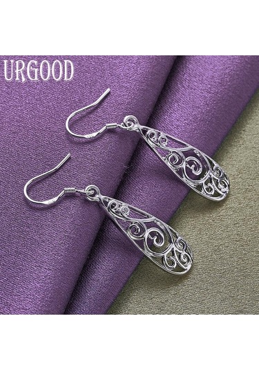 925 Ayar Gümüş Vintage Geometri Damla Küpe Takı