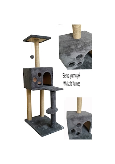 Nursoft Kedi Tırmalama ve Oyun Evi 120 CM