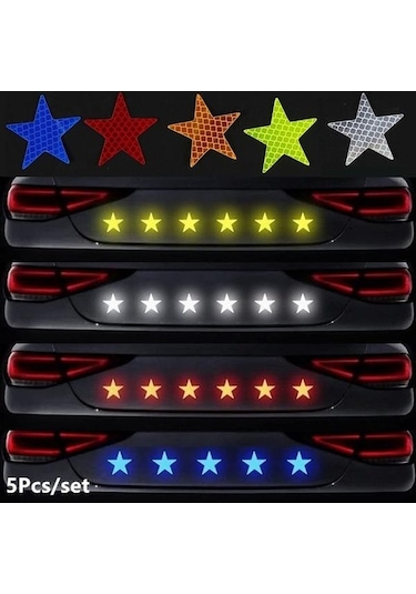 Sarı 12 Adet Yansıtıcı Güvenlik Uyarı Çıkartmaları Pentagram Anti-çarpışma Su Geçirm Çıkartmalar Araba Kapı Fosforlu Bant 56848982