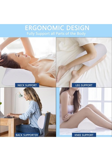 Geeksen Diz Yastığı - Bel, Boyun Ve Bacak Ağrıları İçin Ergonomik Hafıza Köpük Destek Yastığı Beyaz