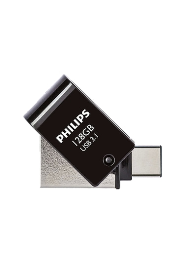 Flash Bellek 128 Gb Mini Usb Ve Type-c 3.1 Philips Gece Siyahı