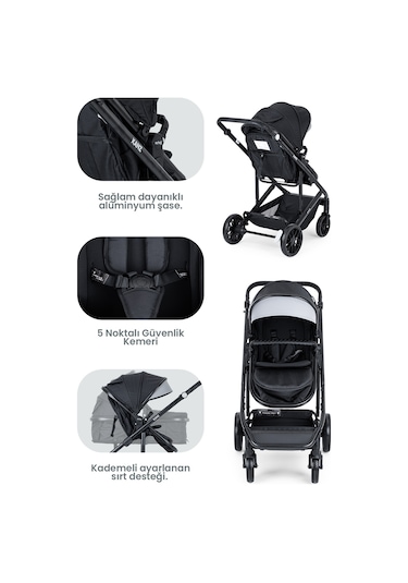 Kanz Echo Travel Sistem Bebek Arabası Siyah
