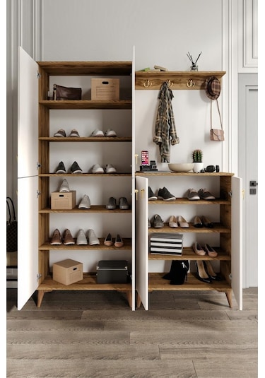 Simple Prt6190 Portmanto Vestiyer Ekru Ceviz