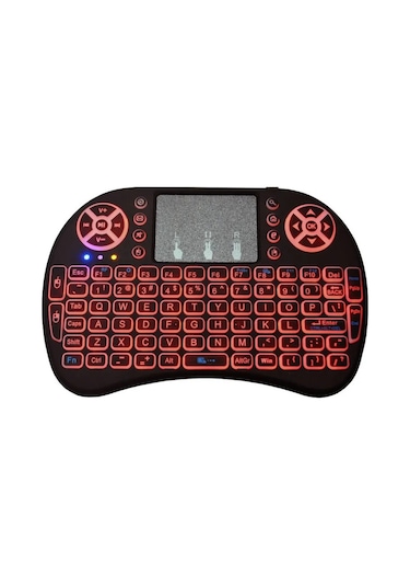 Smart TV Box PS3 Uyumlu Kablosuz Işıklı Şarjlı Touchpadli Mini Q Klavye